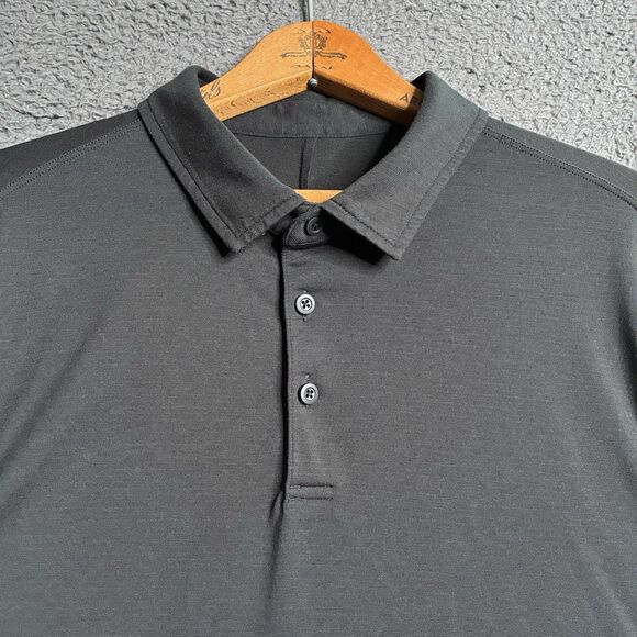 Lululemon Men’s Black Performance Evolution Polo Shirt Size L Stretch Golf - Picture 2 of 11